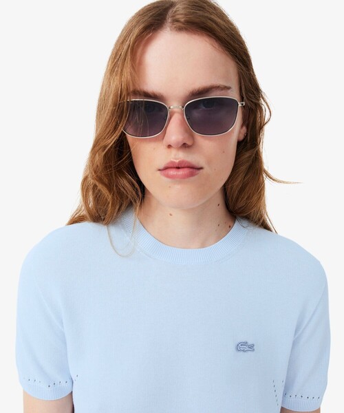 LACOSTE(ラコステ)の「シームレス3Dニット半袖ニットセーター(ニット/セーター・レディース・ライトブルー・34/38/36/40)」の3枚目の写真