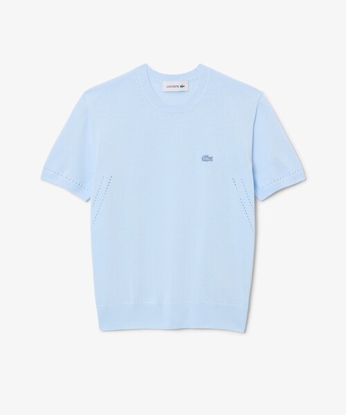 LACOSTE(ラコステ)の「シームレス3Dニット半袖ニットセーター(ニット/セーター・レディース・ライトブルー・34/38/36/40)」の5枚目の写真