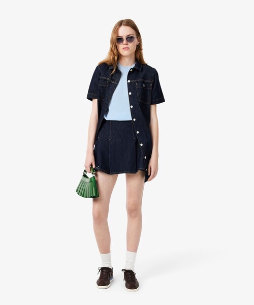 LACOSTE(ラコステ)の「シームレス3Dニット半袖ニットセーター(ニット/セーター・レディース・ライトブルー・34/38/36/40)」の8枚目の写真