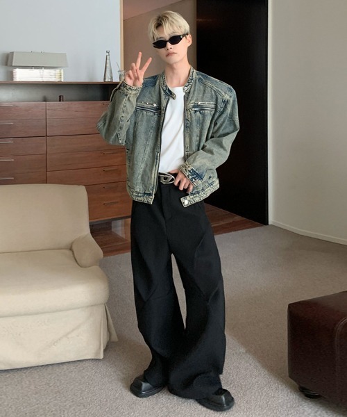Ressaca(レサーカ)の「ノーカラーデニムブルゾン(デニムジャケット・メンズ・ブラック・M/L)」の18枚目の写真