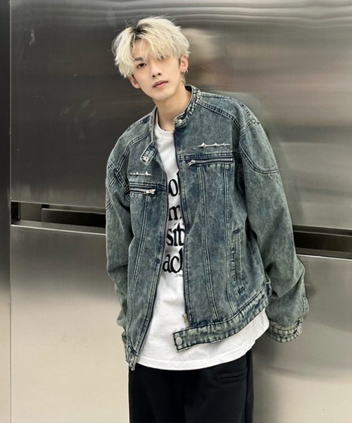 Ressaca(レサーカ)の「ノーカラーデニムブルゾン(デニムジャケット・メンズ・ブラック・M/L)」の11枚目の写真