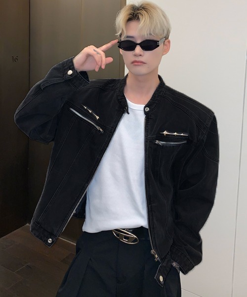 Ressaca(レサーカ)の「ノーカラーデニムブルゾン(デニムジャケット・メンズ・ブラック・M/L)」の15枚目の写真