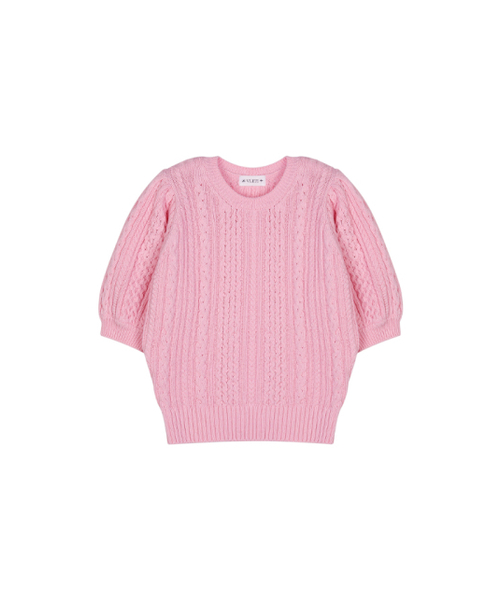 VLETI（ブレッティ）の「[Cotton 100%] Round Shirring Cable Half Knit (Light_pink)（ニット/セーター・レディース・ライトピンク・FREE）」の2枚目の写真
