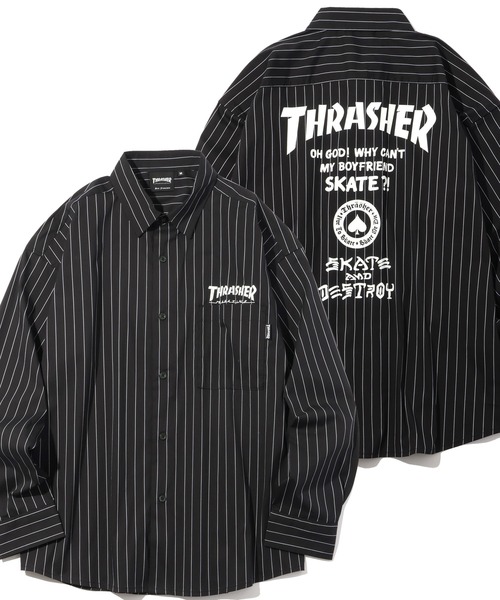 THRASHER(スラッシャー)の「【THRASHER/スラッシャー】バックプリント ストライプ 長袖ブロードシャツ(シャツ/ブラウス・メンズ・サックスブルー/グレー/ブラック・XL/L/M)」の2枚目の写真