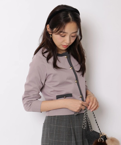 JUSGLITTY(ジャスグリッティー)の「ケーブルトリムジャケットライクカーデ(ニット/セーター・レディース・ブラウン/ピンク系その他・2)」の11枚目の写真