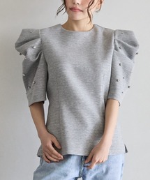 BIJOU PUFF FRENCH SLEEVE TOPS(ビジューパフフレンチスリーブトップス)