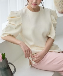 BIJOU PUFF FRENCH SLEEVE TOPS(ビジューパフフレンチスリーブトップス)