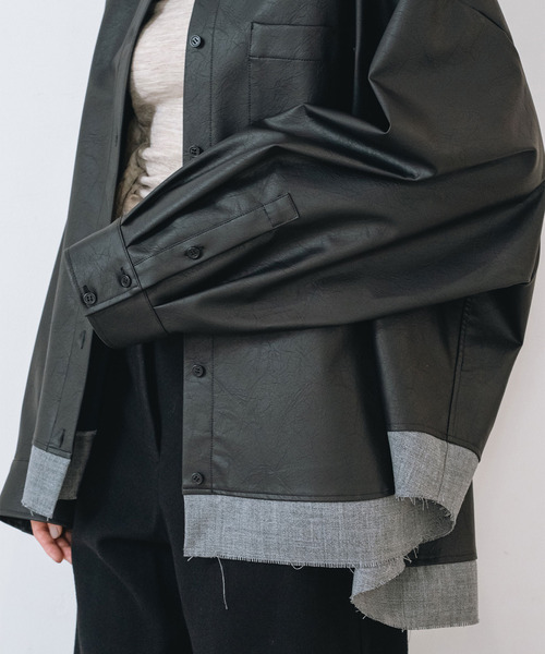 muller of yoshiokubo(ミュラーオブヨシオクボ)の「muller of yoshiokubo ミュラーオブヨシオクボ / SKIN BIG SHIRTS ヴィーガンレザースキンビッグシルエットシャツ / MLF26205(シャツ/ブラウス・レディース・ブラウン/ブラック・FREE)」の9枚目の写真