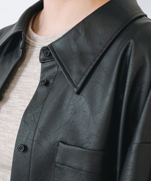 muller of yoshiokubo(ミュラーオブヨシオクボ)の「muller of yoshiokubo ミュラーオブヨシオクボ / SKIN BIG SHIRTS ヴィーガンレザースキンビッグシルエットシャツ / MLF26205(シャツ/ブラウス・レディース・ブラウン/ブラック・FREE)」の10枚目の写真