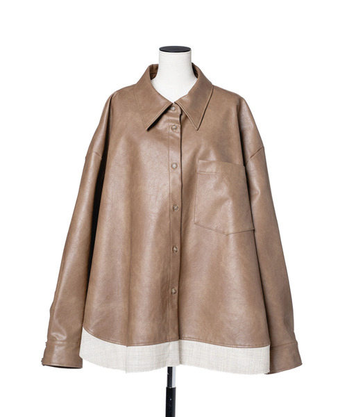 muller of yoshiokubo(ミュラーオブヨシオクボ)の「muller of yoshiokubo ミュラーオブヨシオクボ / SKIN BIG SHIRTS ヴィーガンレザースキンビッグシルエットシャツ / MLF26205(シャツ/ブラウス・レディース・ブラウン/ブラック・FREE)」の11枚目の写真