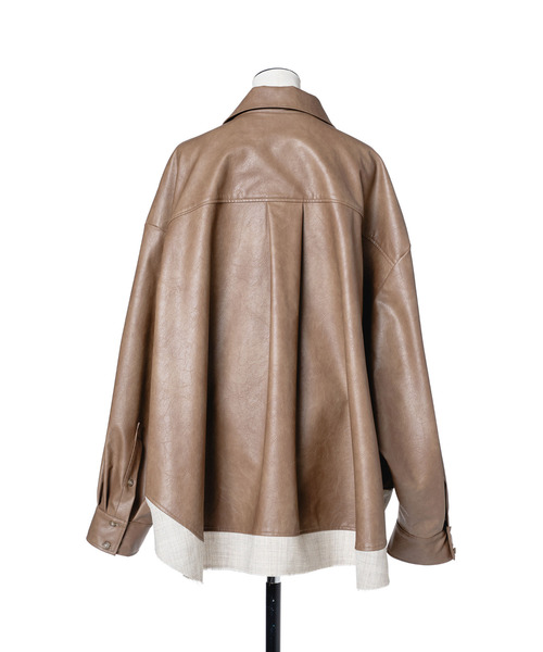 muller of yoshiokubo(ミュラーオブヨシオクボ)の「muller of yoshiokubo ミュラーオブヨシオクボ / SKIN BIG SHIRTS ヴィーガンレザースキンビッグシルエットシャツ / MLF26205(シャツ/ブラウス・レディース・ブラウン/ブラック・FREE)」の12枚目の写真