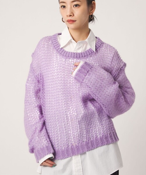 CITEN(シテン)の「<CITEN>モヘヤブレンドルーズニット(ニット/セーター・レディース・ナチュラル/ダークグレー/ブラック/ライラック・FREE)」の4枚目の写真