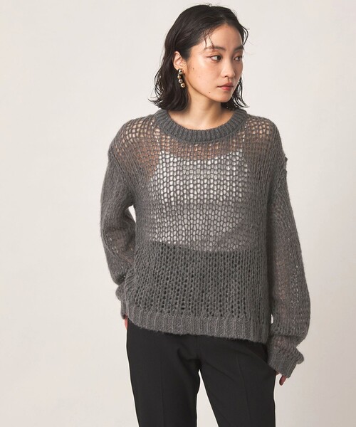 CITEN(シテン)の「<CITEN>モヘヤブレンドルーズニット(ニット/セーター・レディース・ナチュラル/ダークグレー/ブラック/ライラック・FREE)」の3枚目の写真