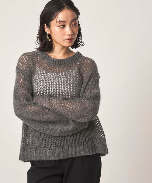 CITEN(シテン)の「<CITEN>モヘヤブレンドルーズニット(ニット/セーター・レディース・ナチュラル/ダークグレー/ブラック/ライラック・FREE)」の5枚目の写真