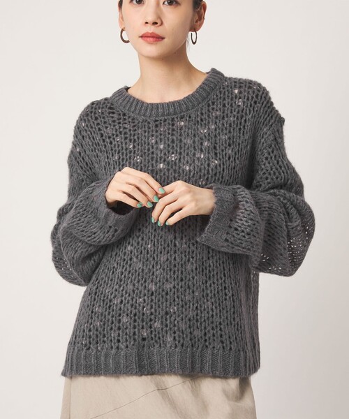 CITEN(シテン)の「<CITEN>モヘヤブレンドルーズニット(ニット/セーター・レディース・ナチュラル/ダークグレー/ブラック/ライラック・FREE)」の7枚目の写真