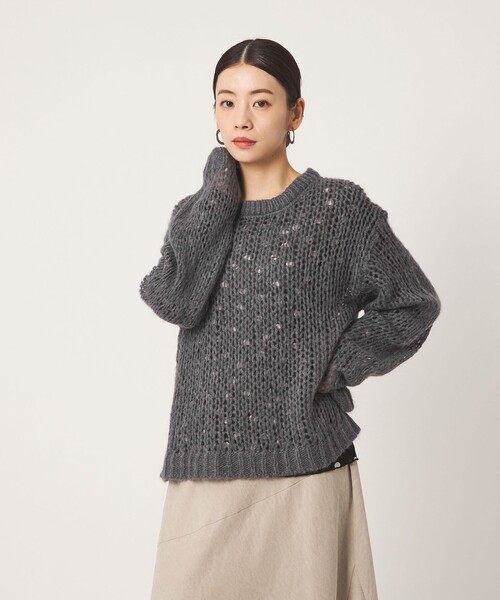 CITEN(シテン)の「<CITEN>モヘヤブレンドルーズニット(ニット/セーター・レディース・ナチュラル/ダークグレー/ブラック/ライラック・FREE)」の8枚目の写真