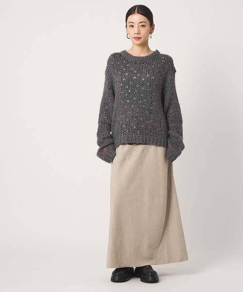CITEN(シテン)の「<CITEN>モヘヤブレンドルーズニット(ニット/セーター・レディース・ナチュラル/ダークグレー/ブラック/ライラック・FREE)」の9枚目の写真