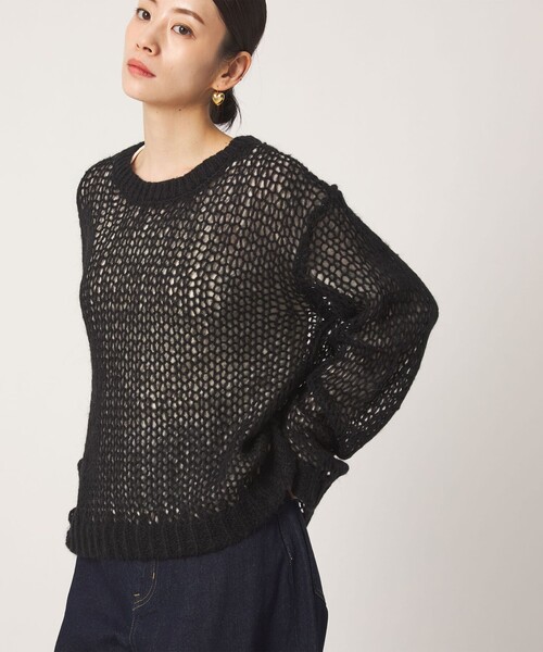 CITEN(シテン)の「<CITEN>モヘヤブレンドルーズニット(ニット/セーター・レディース・ナチュラル/ダークグレー/ブラック/ライラック・FREE)」の10枚目の写真