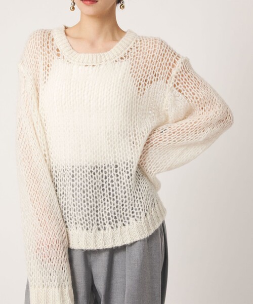 CITEN(シテン)の「<CITEN>モヘヤブレンドルーズニット(ニット/セーター・レディース・ナチュラル/ダークグレー/ブラック/ライラック・FREE)」の12枚目の写真