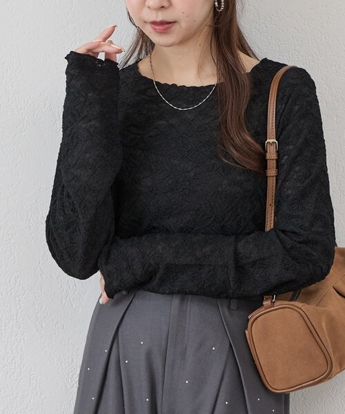 DISCOAT(ディスコート)の「【WEB限定】ストレッチレースメロウプルオーバー(Tシャツ/カットソー・レディース・ブラック/ブラウン/アイボリー・FREE)」の11枚目の写真