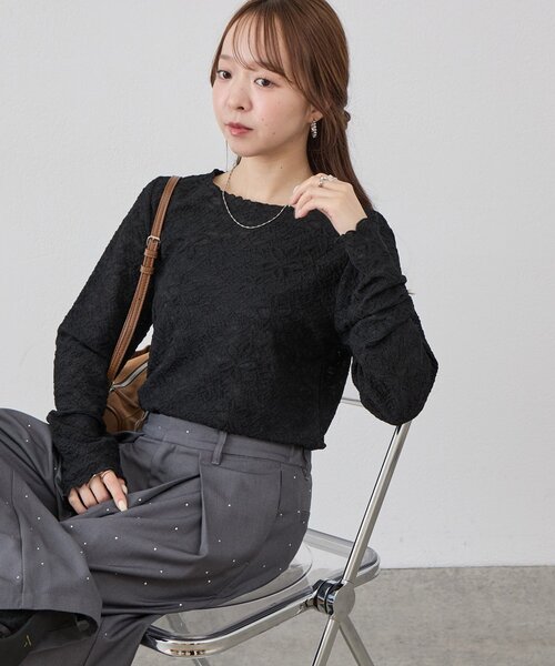 DISCOAT(ディスコート)の「【WEB限定】ストレッチレースメロウプルオーバー(Tシャツ/カットソー・レディース・ブラック/ブラウン/アイボリー・FREE)」の14枚目の写真