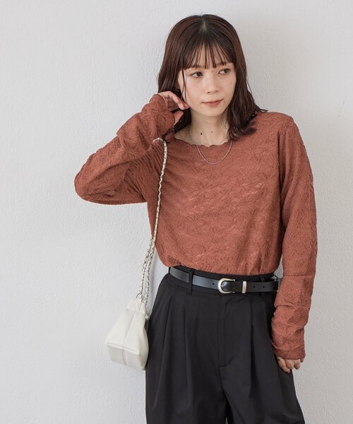 DISCOAT(ディスコート)の「【WEB限定】ストレッチレースメロウプルオーバー(Tシャツ/カットソー・レディース・ブラック/ブラウン/アイボリー・FREE)」の18枚目の写真