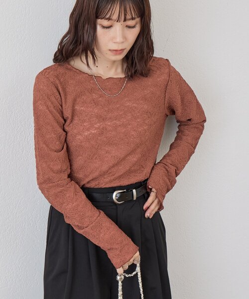 DISCOAT(ディスコート)の「【WEB限定】ストレッチレースメロウプルオーバー(Tシャツ/カットソー・レディース・ブラック/ブラウン/アイボリー・FREE)」の20枚目の写真