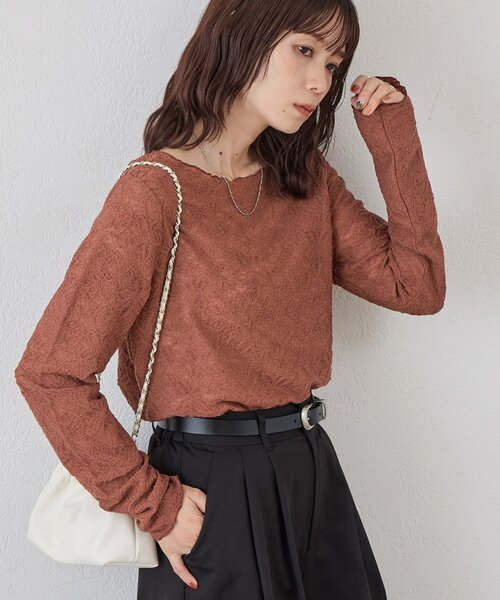 DISCOAT(ディスコート)の「【WEB限定】ストレッチレースメロウプルオーバー(Tシャツ/カットソー・レディース・ブラック/ブラウン/アイボリー・FREE)」の21枚目の写真
