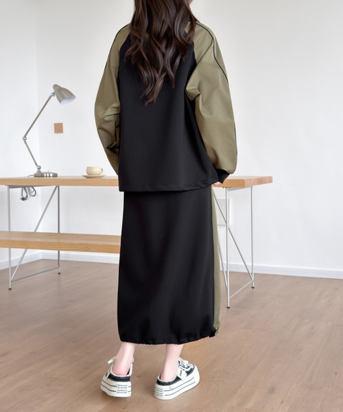 ABITOKYO(アビトーキョー)の「配色ライン異素材切り替えスウェットセットアップ(セットアップ・レディース・カーキ/ブラック・M/L)」の16枚目の写真