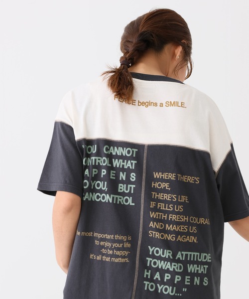 HEART MARKET(ハートマーケット)の「アシメバックプリントチュニック(Tシャツ/カットソー・レディース・ナチュラル/キャメル/グリーン/ダークグレー/チャコール/アイボリー・FREE)」の5枚目の写真