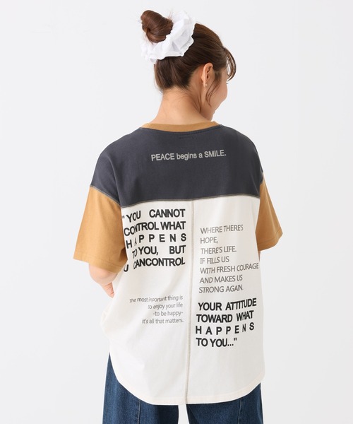 HEART MARKET(ハートマーケット)の「アシメバックプリントチュニック(Tシャツ/カットソー・レディース・ナチュラル/キャメル/グリーン/ダークグレー/チャコール/アイボリー・FREE)」の1枚目の写真