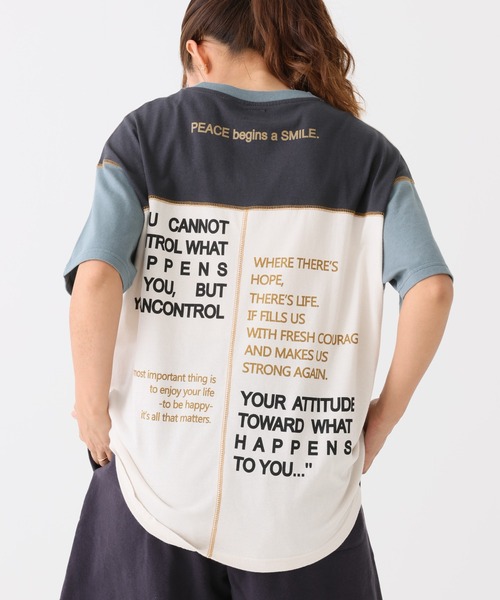 HEART MARKET(ハートマーケット)の「アシメバックプリントチュニック(Tシャツ/カットソー・レディース・ナチュラル/キャメル/グリーン/ダークグレー/チャコール/アイボリー・FREE)」の6枚目の写真