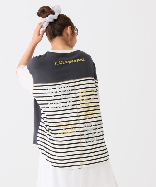 HEART MARKET(ハートマーケット)の「アシメバックプリントチュニック(Tシャツ/カットソー・レディース・ナチュラル/キャメル/グリーン/ダークグレー/チャコール/アイボリー・FREE)」の3枚目の写真