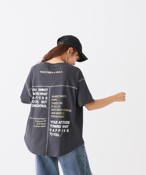 HEART MARKET(ハートマーケット)の「アシメバックプリントチュニック(Tシャツ/カットソー・レディース・ナチュラル/キャメル/グリーン/ダークグレー/チャコール/アイボリー・FREE)」の19枚目の写真