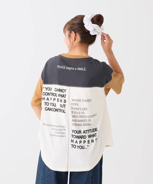 HEART MARKET(ハートマーケット)の「アシメバックプリントチュニック(Tシャツ/カットソー・レディース・ナチュラル/キャメル/グリーン/ダークグレー/チャコール/アイボリー・FREE)」の7枚目の写真