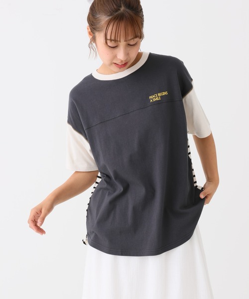 HEART MARKET(ハートマーケット)の「アシメバックプリントチュニック(Tシャツ/カットソー・レディース・ナチュラル/キャメル/グリーン/ダークグレー/チャコール/アイボリー・FREE)」の15枚目の写真