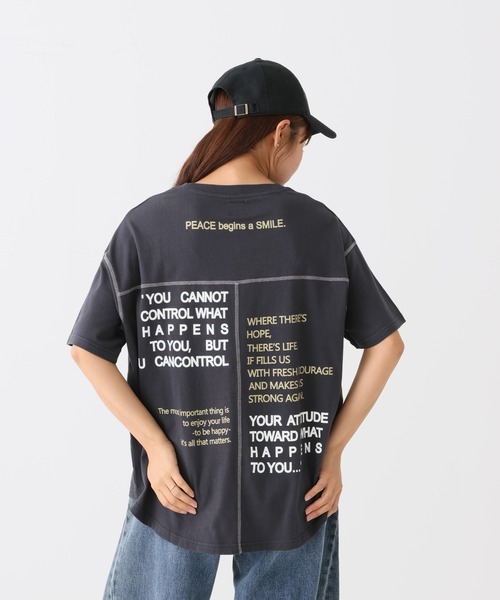 HEART MARKET(ハートマーケット)の「アシメバックプリントチュニック(Tシャツ/カットソー・レディース・ナチュラル/キャメル/グリーン/ダークグレー/チャコール/アイボリー・FREE)」の18枚目の写真