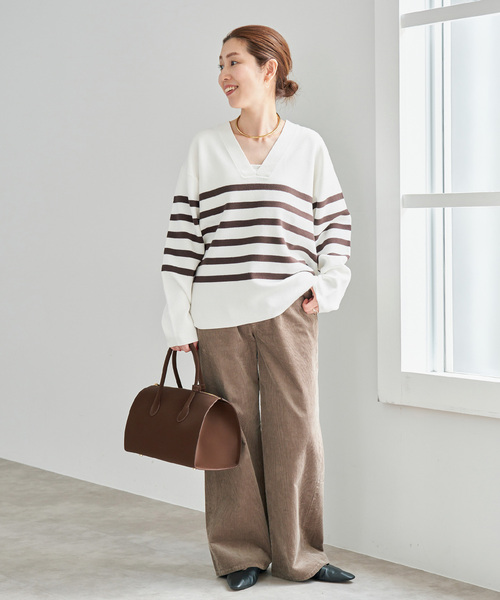 Spick & Span(スピックアンドスパン)の「《WEB限定カラー有り / 》ボーダーVネックニットプルオーバー(ニット/セーター・レディース・マルチ/その他1/その他4・FREE)」の6枚目の写真