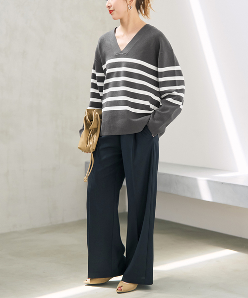 Spick & Span(スピックアンドスパン)の「《WEB限定カラー有り / 》ボーダーVネックニットプルオーバー(ニット/セーター・レディース・マルチ/その他1/その他4・FREE)」の17枚目の写真