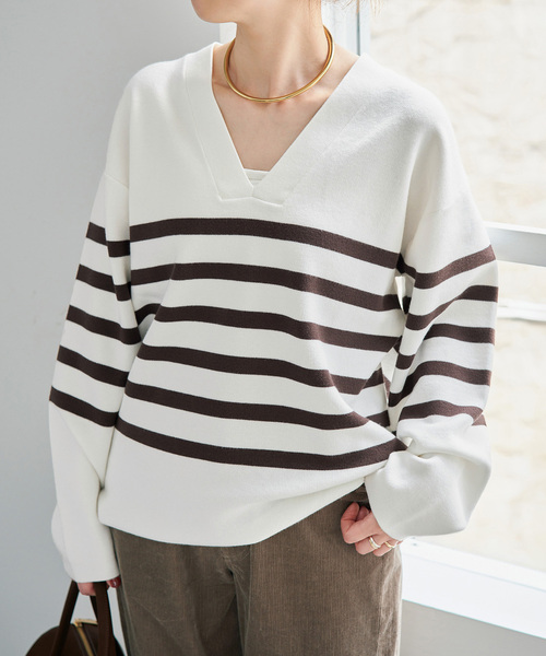 Spick & Span(スピックアンドスパン)の「《WEB限定カラー有り / 》ボーダーVネックニットプルオーバー(ニット/セーター・レディース・マルチ/その他1/その他4・FREE)」の20枚目の写真