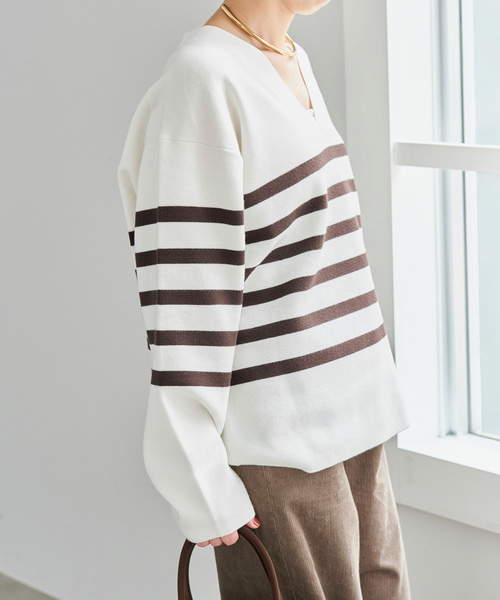 Spick & Span(スピックアンドスパン)の「《WEB限定カラー有り / 》ボーダーVネックニットプルオーバー(ニット/セーター・レディース・マルチ/その他1/その他4・FREE)」の21枚目の写真