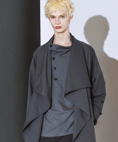 NO ID.(ノーアイディ)の「【NO ID.】Volume Neck Big Wrap Coat / ボリューム ネック ビッグ ラップ コート(モッズコート・メンズ・グレー/ブラック/ライトグレー・ONE)」の3枚目の写真