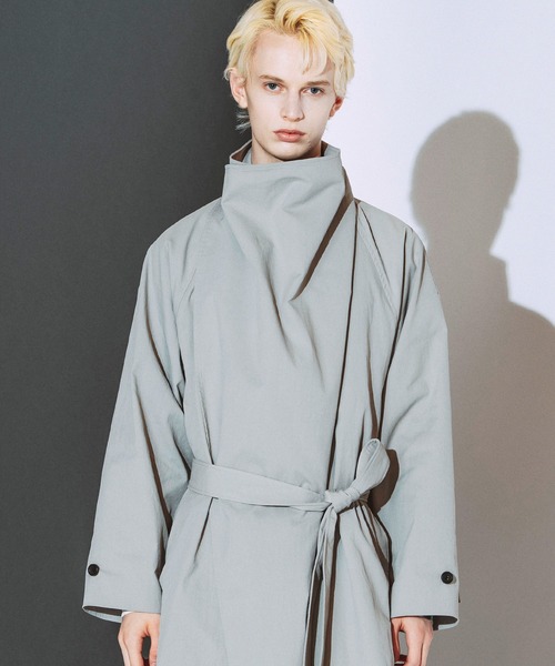 NO ID.(ノーアイディ)の「【NO ID.】Volume Neck Big Wrap Coat / ボリューム ネック ビッグ ラップ コート(モッズコート・メンズ・グレー/ブラック/ライトグレー・ONE)」の1枚目の写真