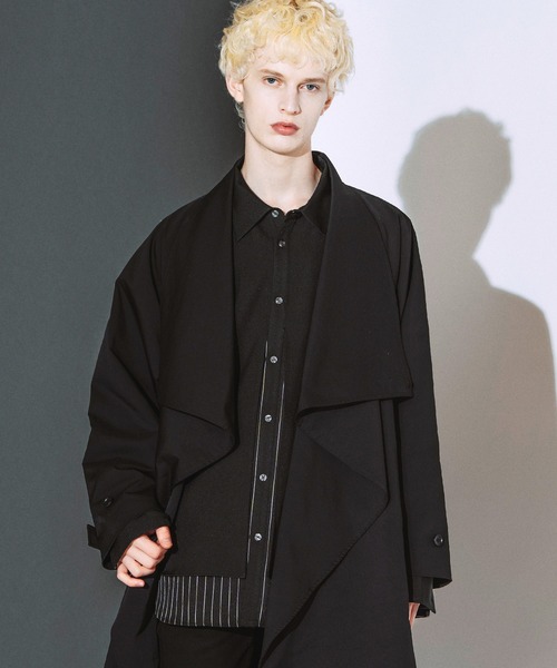 NO ID.(ノーアイディ)の「【NO ID.】Volume Neck Big Wrap Coat / ボリューム ネック ビッグ ラップ コート(モッズコート・メンズ・グレー/ブラック/ライトグレー・ONE)」の12枚目の写真
