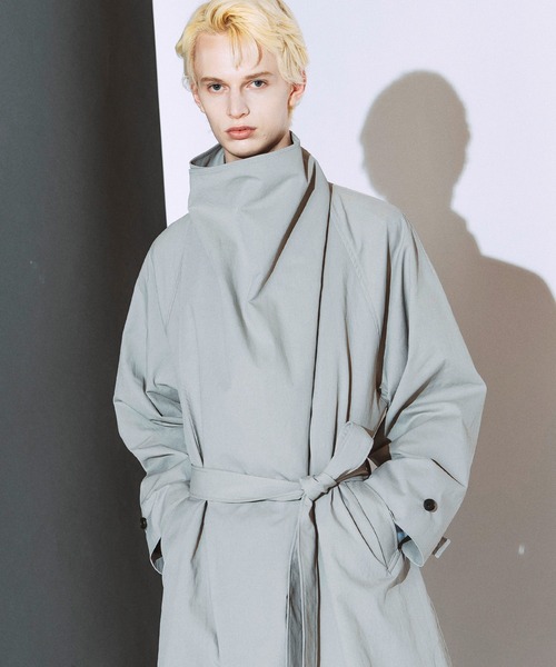 NO ID.(ノーアイディ)の「【NO ID.】Volume Neck Big Wrap Coat / ボリューム ネック ビッグ ラップ コート(モッズコート・メンズ・グレー/ブラック/ライトグレー・ONE)」の16枚目の写真