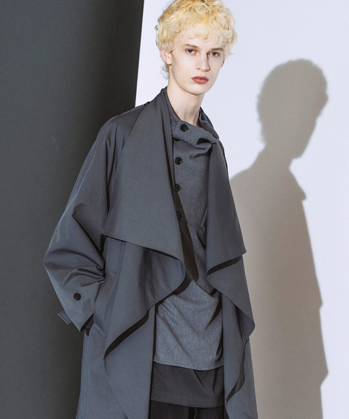 NO ID.(ノーアイディ)の「【NO ID.】Volume Neck Big Wrap Coat / ボリューム ネック ビッグ ラップ コート(モッズコート・メンズ・グレー/ブラック/ライトグレー・ONE)」の14枚目の写真