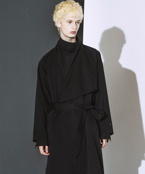 NO ID.(ノーアイディ)の「【NO ID.】Volume Neck Big Wrap Coat / ボリューム ネック ビッグ ラップ コート(モッズコート・メンズ・グレー/ブラック/ライトグレー・ONE)」の5枚目の写真