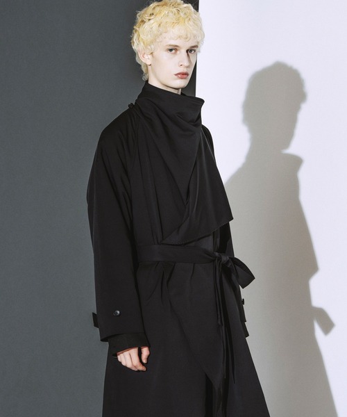 NO ID.(ノーアイディ)の「【NO ID.】Volume Neck Big Wrap Coat / ボリューム ネック ビッグ ラップ コート(モッズコート・メンズ・グレー/ブラック/ライトグレー・ONE)」の6枚目の写真