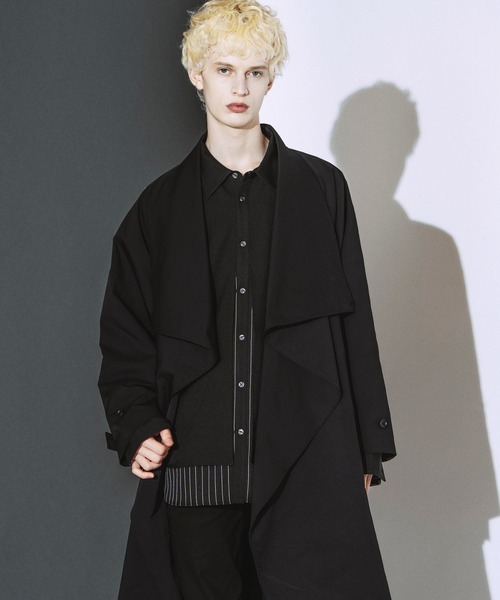 NO ID.(ノーアイディ)の「【NO ID.】Volume Neck Big Wrap Coat / ボリューム ネック ビッグ ラップ コート(モッズコート・メンズ・グレー/ブラック/ライトグレー・ONE)」の7枚目の写真