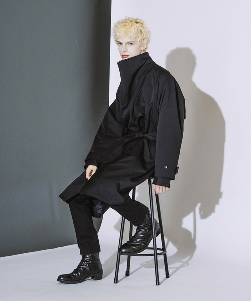 NO ID.(ノーアイディ)の「【NO ID.】Volume Neck Big Wrap Coat / ボリューム ネック ビッグ ラップ コート(モッズコート・メンズ・グレー/ブラック/ライトグレー・ONE)」の9枚目の写真